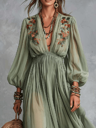 Élodine™ | Robe longue bohème à imprimé floral - North & Co. Canada
