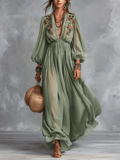 Élodine™ | Robe longue bohème à imprimé floral - North & Co. Canada