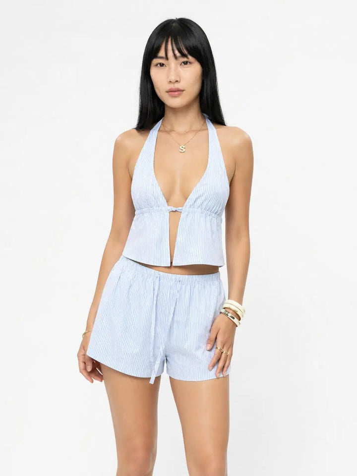 Eve™ | Haut court rayé à encolure licou – North & Co. Canada