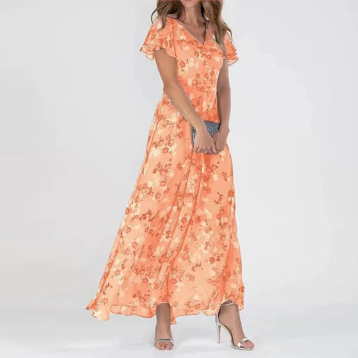 Rosanne | Robe Maxi à Manches Flutter Florales