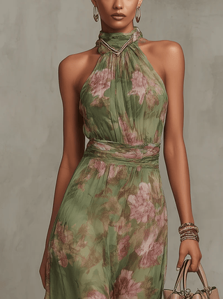 Florine™ | Robe longue verte à imprimé floral - North & Co. Canada