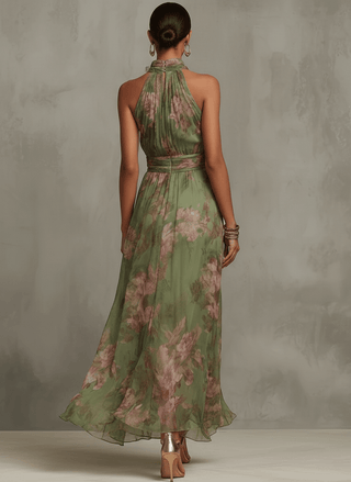 Florine™ | Robe longue verte à imprimé floral - North & Co. Canada