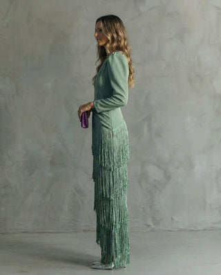 Chiara | Robe élégante avec des manches à franges