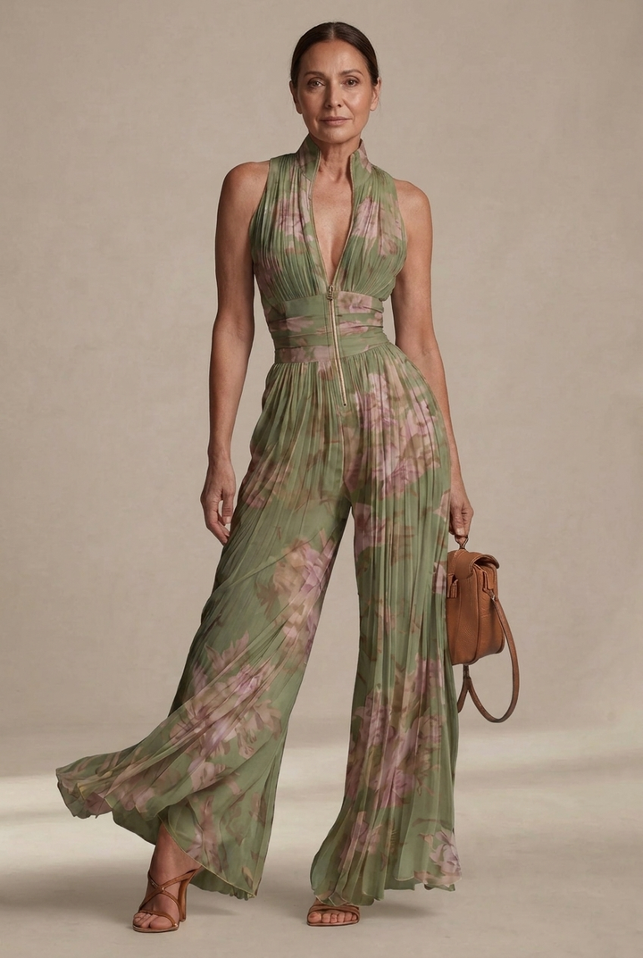 Rosie | Combinaison en Chiffon Floral Plissé
