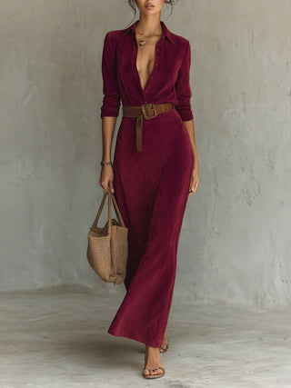 Juline™ | Robe longue à revers effet suède - North & Co. Canada