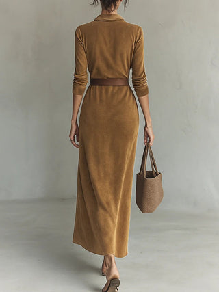 Juline™ | Robe longue à revers effet suède - North & Co. Canada