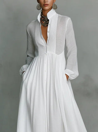Léonie™ | Robe longue minimaliste à col montant - North & Co. Canada