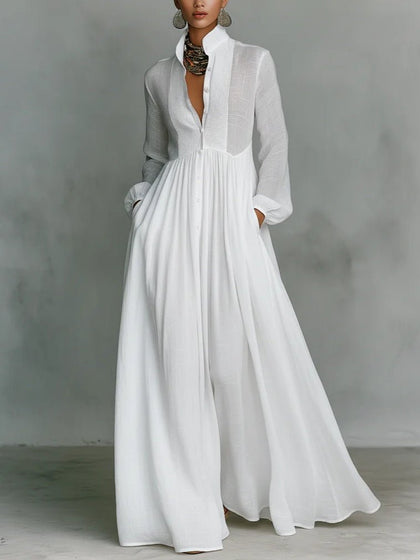 Léonie™ | Robe longue minimaliste à col montant - North & Co. Canada