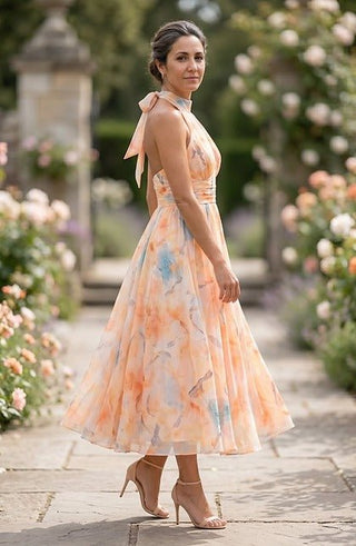 Lirenne™ | Robe à col licou à imprimé aquarelle – North & Co. Canada