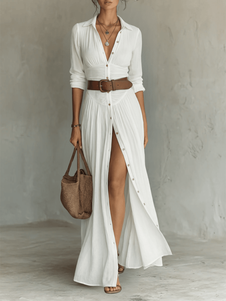 Robe longue à col cranté et manches longues pour femme • S1 - North & Co. Canada