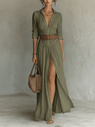 Robe longue à col cranté et manches longues pour femme • S1 - North & Co. Canada