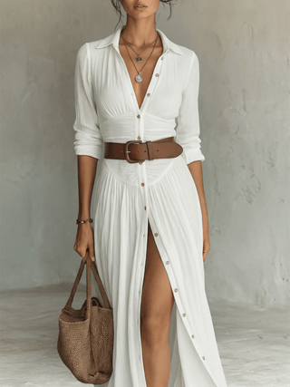 Robe longue à col cranté et manches longues pour femme • S1 - North & Co. Canada
