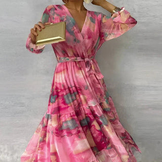 LUCIA | Long Summer Dress with Floral Pattern and Adjustable Silhouette - North & Co. Canada