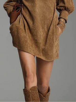 Lucienne™ | Robe ample en suède avec fermeture éclair - North & Co. Canada