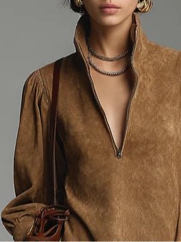 Lucienne™ | Robe ample en suède avec fermeture éclair - North & Co. Canada