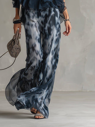Ludovica – Ensemble élégant en mousseline avec haut à col montant et pantalon large imprimé • S1 - North & Co. Canada