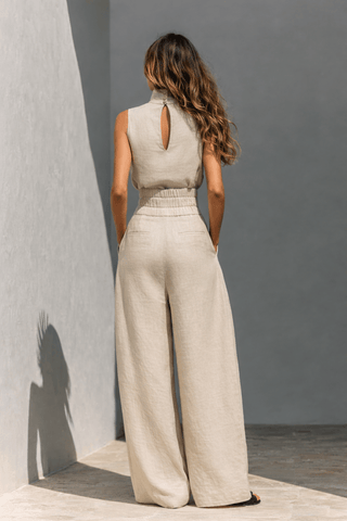 Maria™ | Ensemble minimaliste camisole et pantalon large en coton et lin - North & Co. Canada
