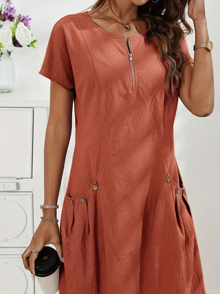 MARIELLA | Summer Dress with Elegant Zipper, Practical Pockets, and Daily Comfort - North & Co. Canada