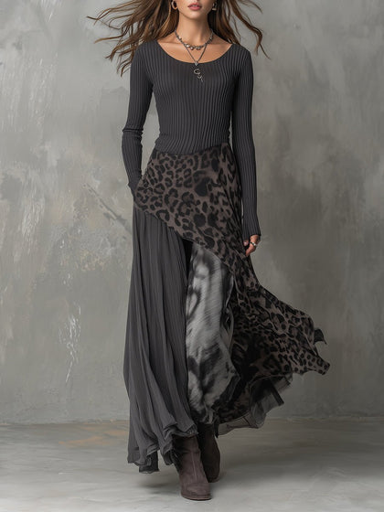 Martina | Long bohemian-style dress with leopard print • S1 - North & Co. Canada