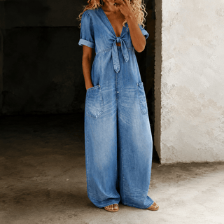 MAYA™ | COMBINAISON EN DENIM À JAMBES LARGES – North & Co. Canada