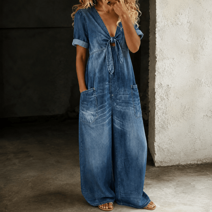 MAYA™ | COMBINAISON EN DENIM À JAMBES LARGES – North & Co. Canada