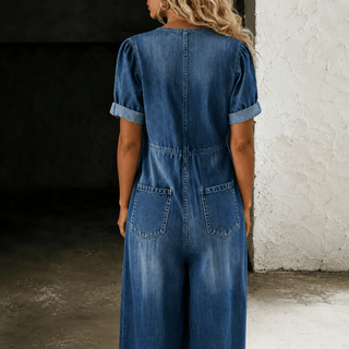 MAYA™ | COMBINAISON EN DENIM À JAMBES LARGES – North & Co. Canada