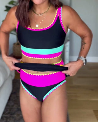 Myra™ | Maillot de bain trois pièces élégant à blocs de couleur - North & Co. Canada