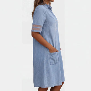 Noa™ | Robe-chemise en denim avec détails en filet – North & Co. Canada