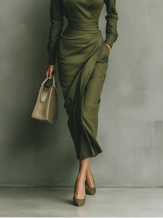 Noëlle™ | Robe longue vert armée - North & Co. Canada