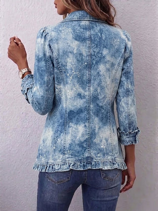 Jemison™ | Veste vintage à imprimé botanique dégradé de style bohème avec détails en volants
