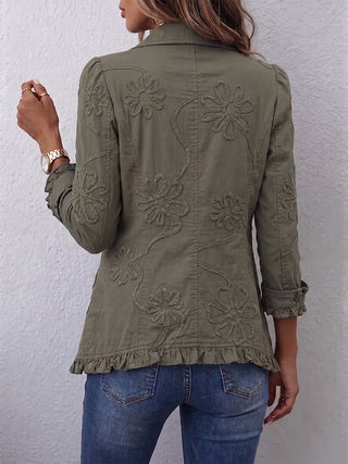 Kamberly™ | Veste utilitaire à volants brodée florale Boho-Chic