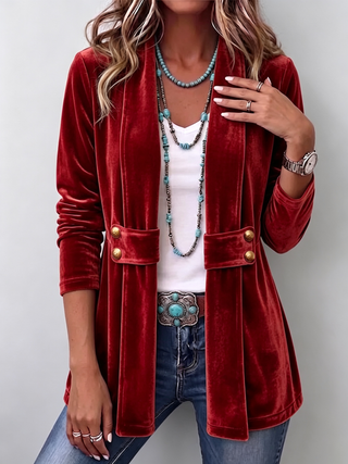 Holliwell™ | Veste ouverte à manches longues avec accent bouton vintage