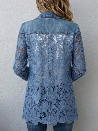 Lacinda™ | Veste Blazer avec Panneaux en Dentelle Florale