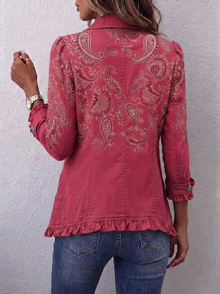 Anouk™ | Veste Ruffle à Imprimé Paisley Vintage