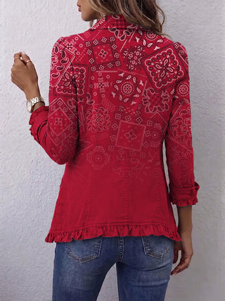 Criselle™ | Veste Ruffle Imprimé Paisley Ombré Bohémien