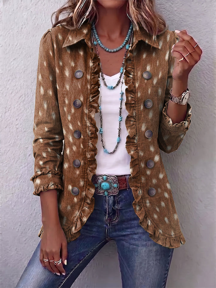 Nolinda™ | Veste Ruffle à Imprimé Animalier Bohème