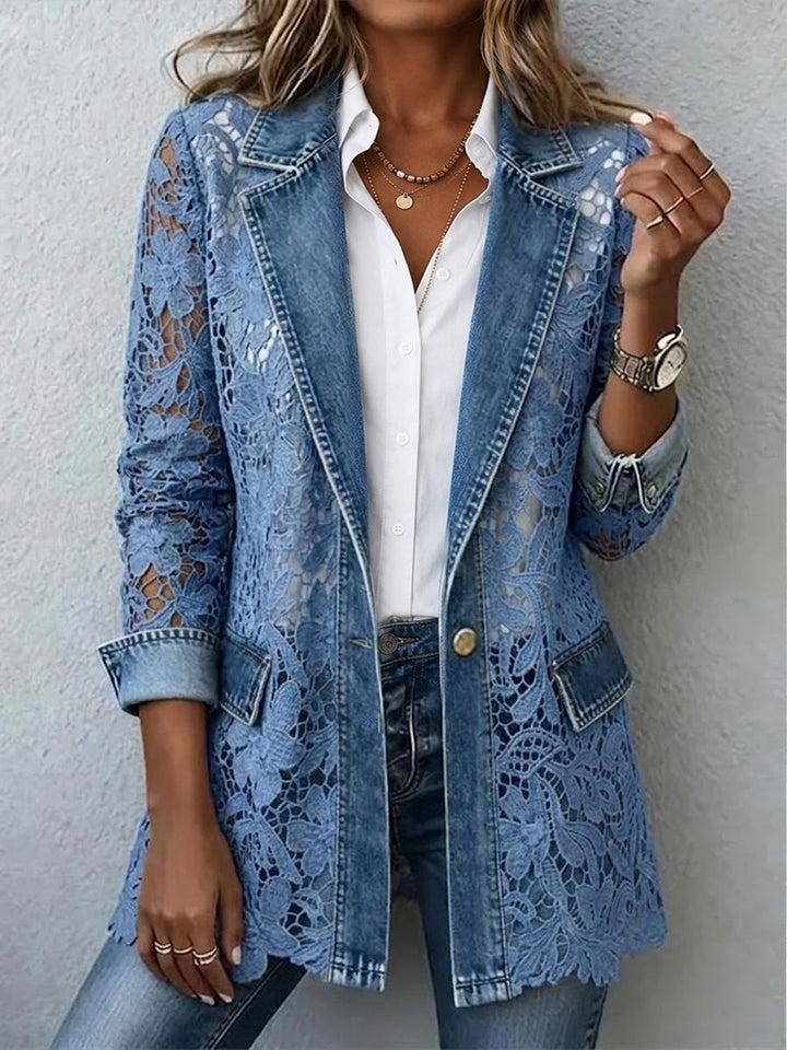 Lacinda™ | Veste Blazer avec Panneaux en Dentelle Florale