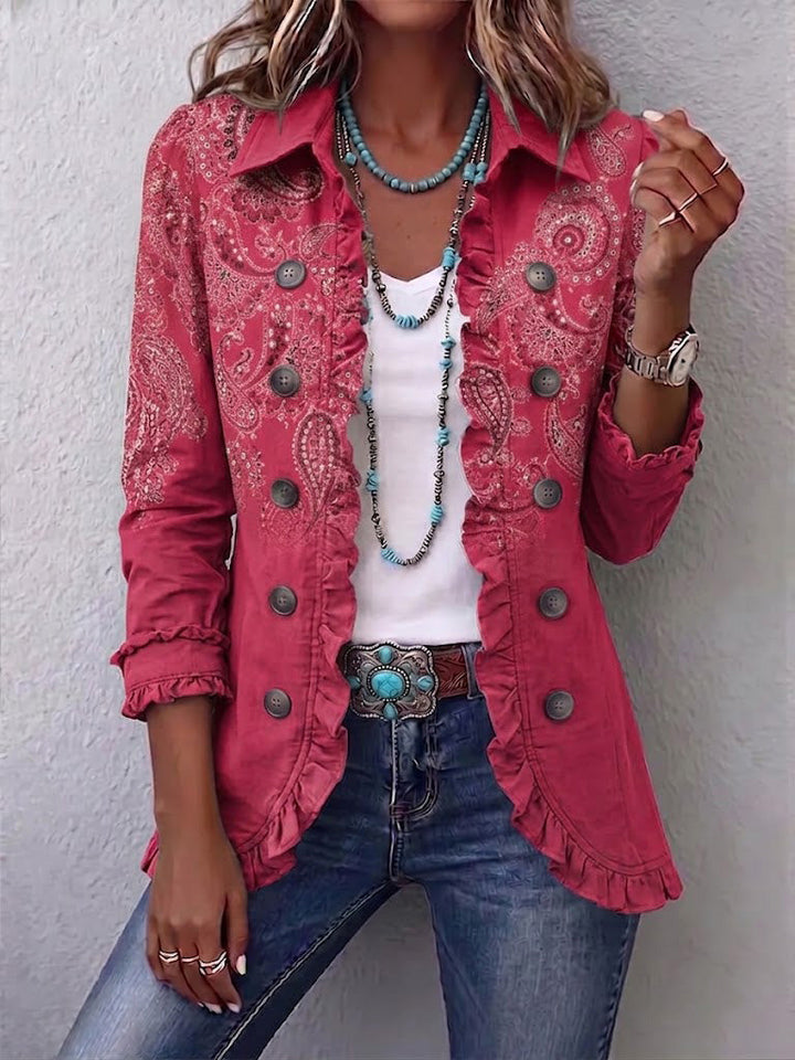 Anouk™ | Veste Ruffle à Imprimé Paisley Vintage