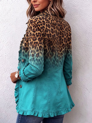 Elspeth™ | Veste Blazer à Volants Léopard Ombre