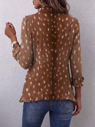 Nolinda™ | Veste Ruffle à Imprimé Animalier Bohème
