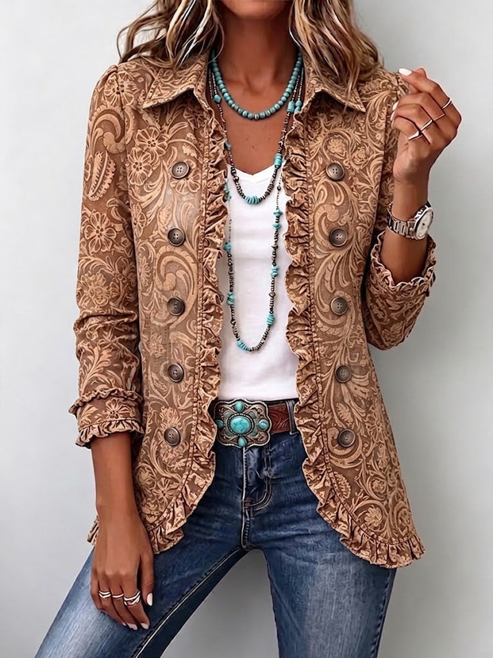 Vyclara™ | Veste à volants en imprimé floral vintage bohème