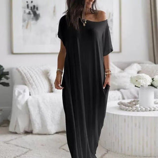 Oversized Asymmetric Off-Shoulder Casual Dress - North & Co. Canada