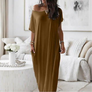 Oversized Asymmetric Off-Shoulder Casual Dress - North & Co. Canada