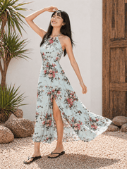 Rosa™ – Floral Halter Dress with Side Slit – North & Co. Canada