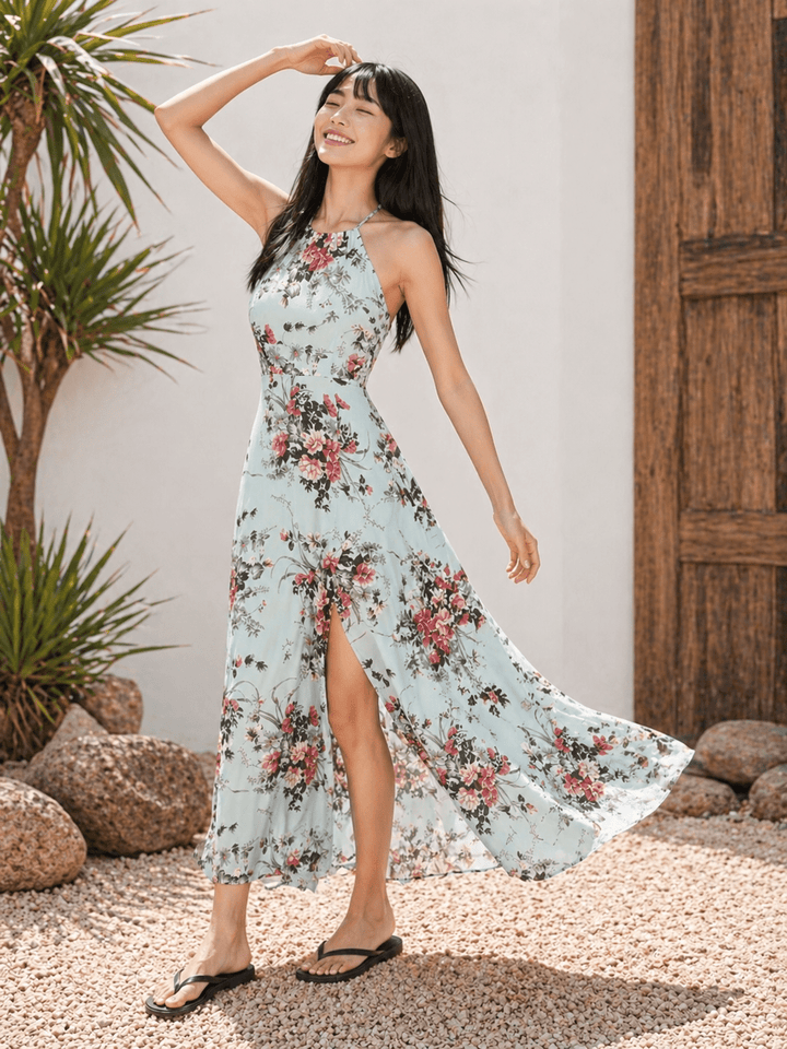 Rosa™ | Robe fleurie dos nu avec fente latérale – North & Co. Canada