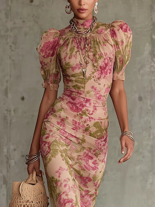 Rosalie™ | Robe longue à imprimé de roses vintage - North & Co. Canada