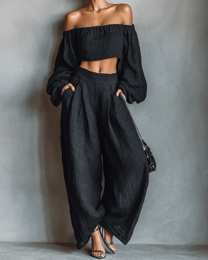 Tess™ | Ensemble à épaules dénudées avec pantalon large - North & Co. Canada