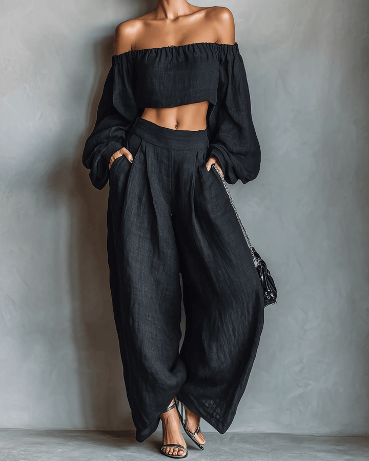 Tess™ | Ensemble à épaules dénudées avec pantalon large - North & Co. Canada
