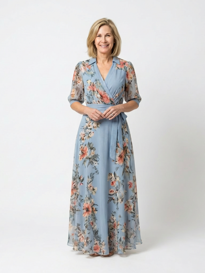 Cecily | Robe Maxi V-Croisée Fleurie