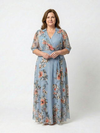 Cecily | Robe Maxi V-Croisée Fleurie